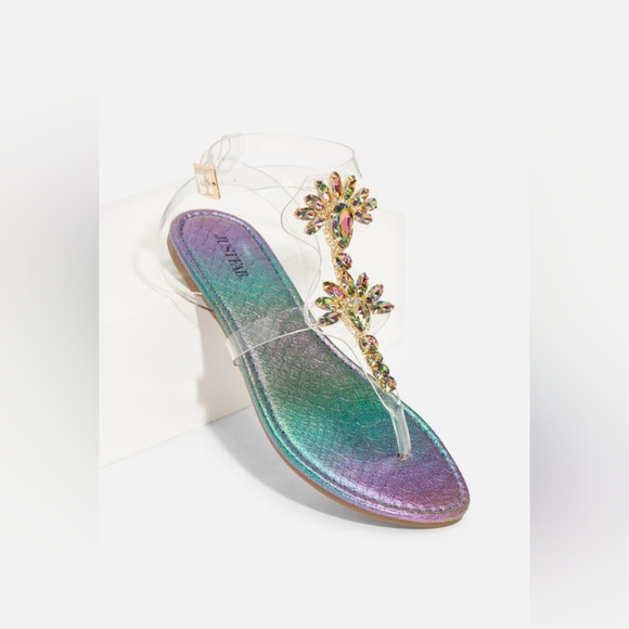 JustFab mermaid clear strap with jewels - Picture 3 of 4
